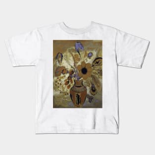 Etruscan Vase with Flowers by Odilon Redon Kids T-Shirt